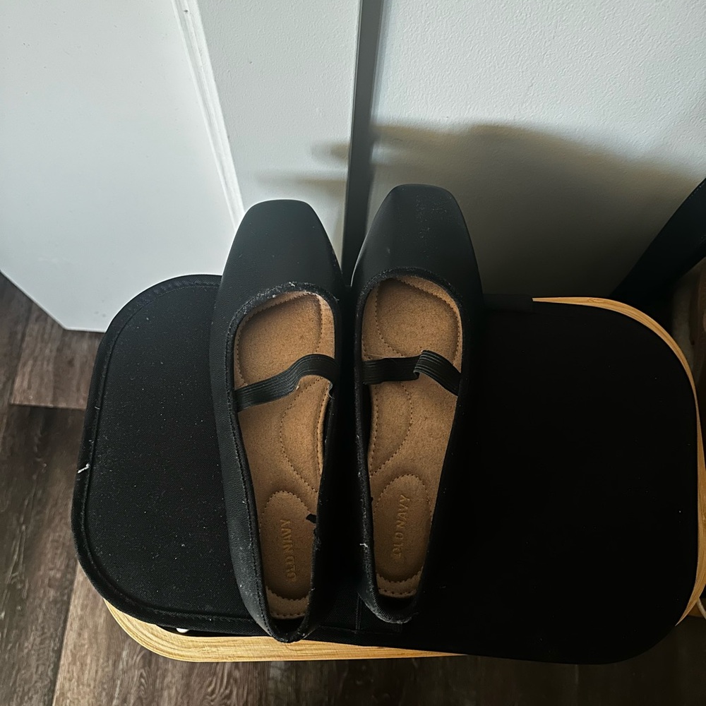 Black Square-Toe Mary Jane Ballet Flats